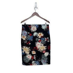 Philosophy pencil straight skirt sea floral back zip black‎ size S